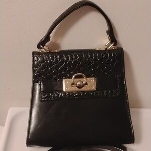 Chic Black Satchel with Gold Hardware